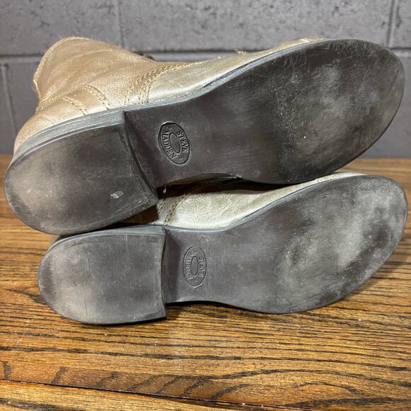 Steve Madden Troopa Combat Boots Women’s 7.5 Lace-Up Side Zip Taupe Leather - Picture 4 of 8